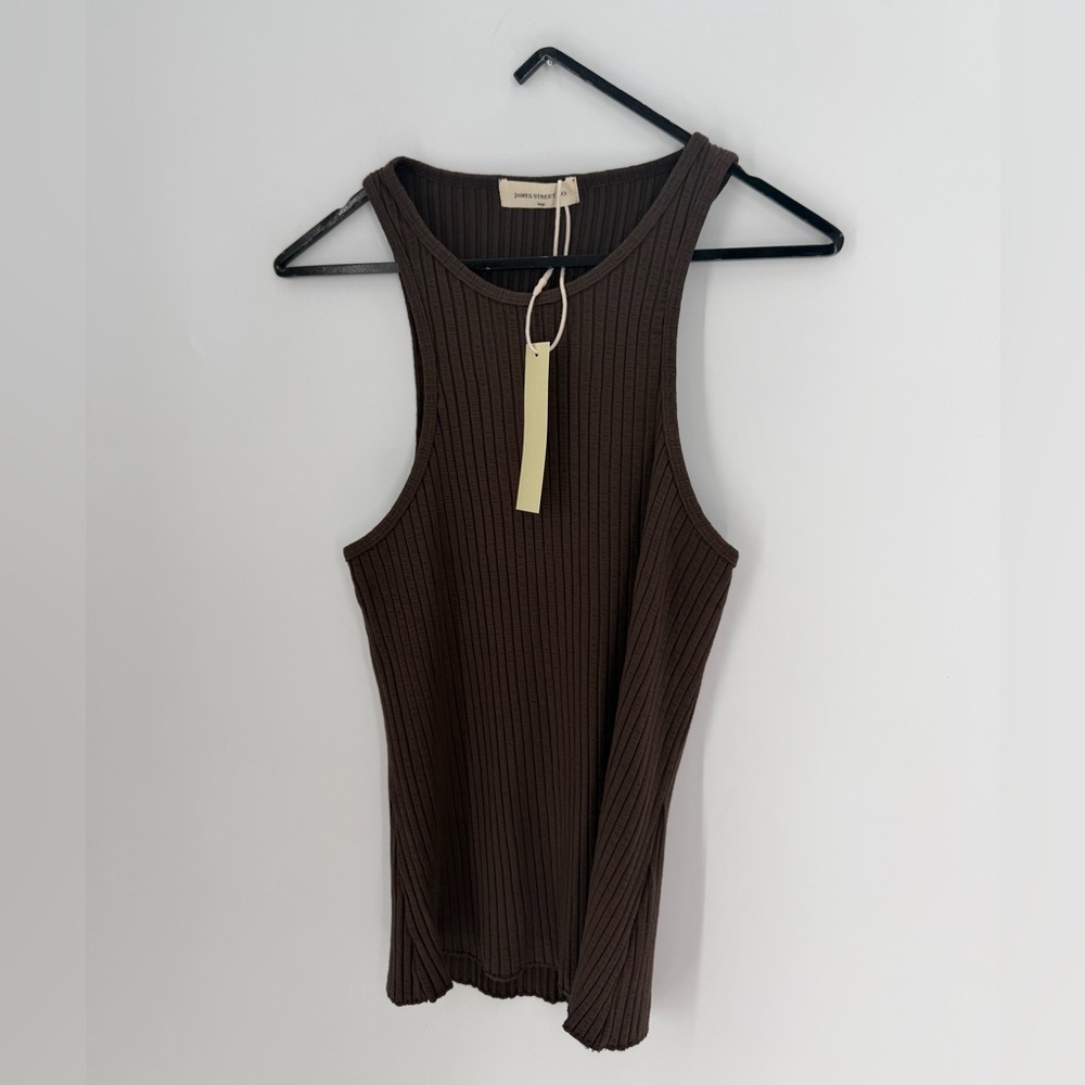 James Street Co. Brown Ribbed Knit Razor Tank - Picture 2 of 5